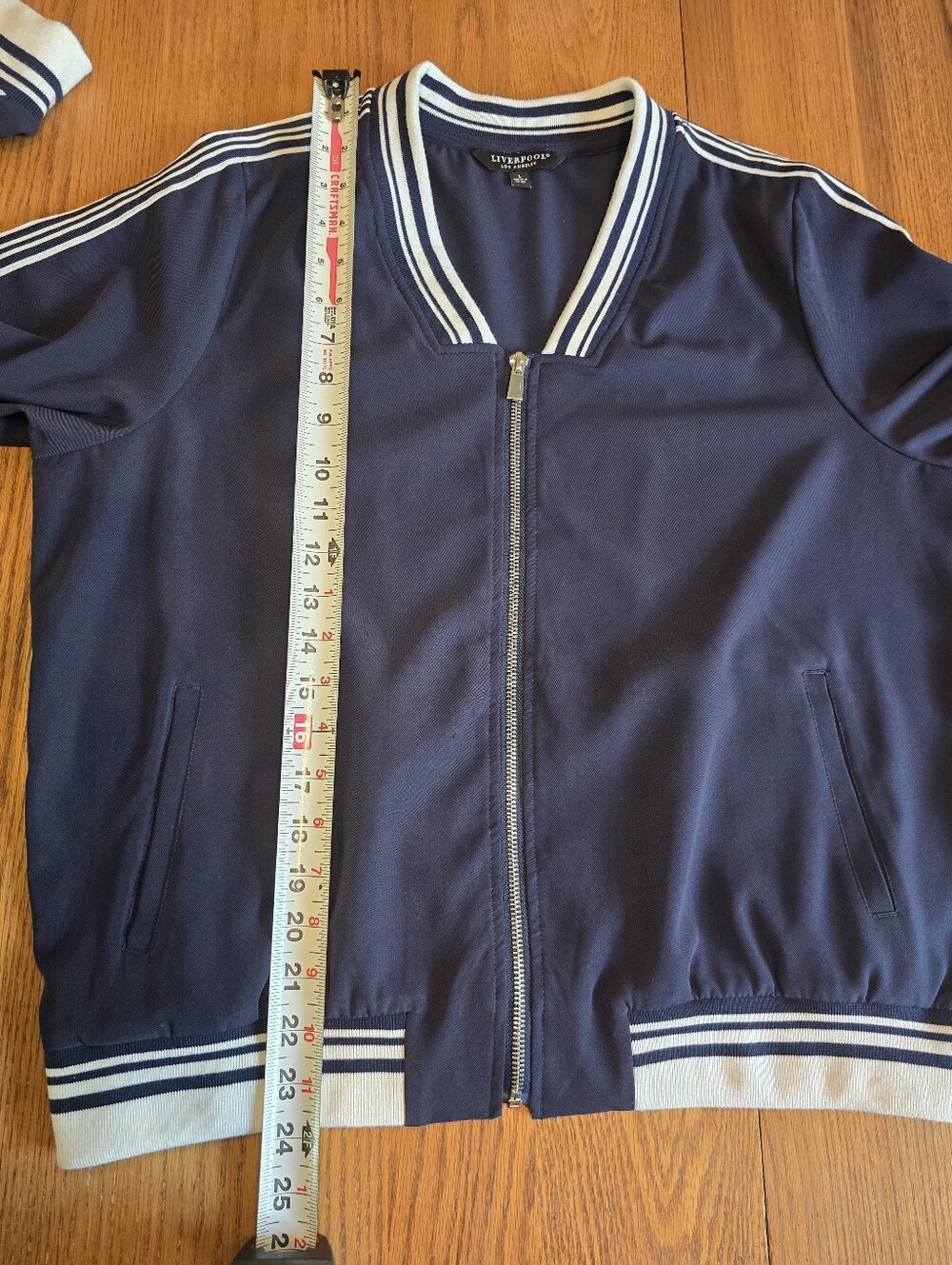 Liverpool Inkwell Zip Up ZIP V-Neck Track Jacket Navy Blue Size Large - Picture 7 of 11